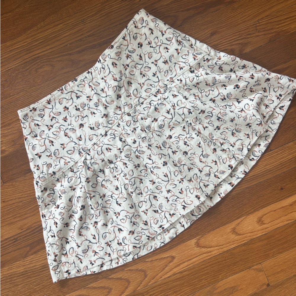 Aqua White and Black Patterned Skirt